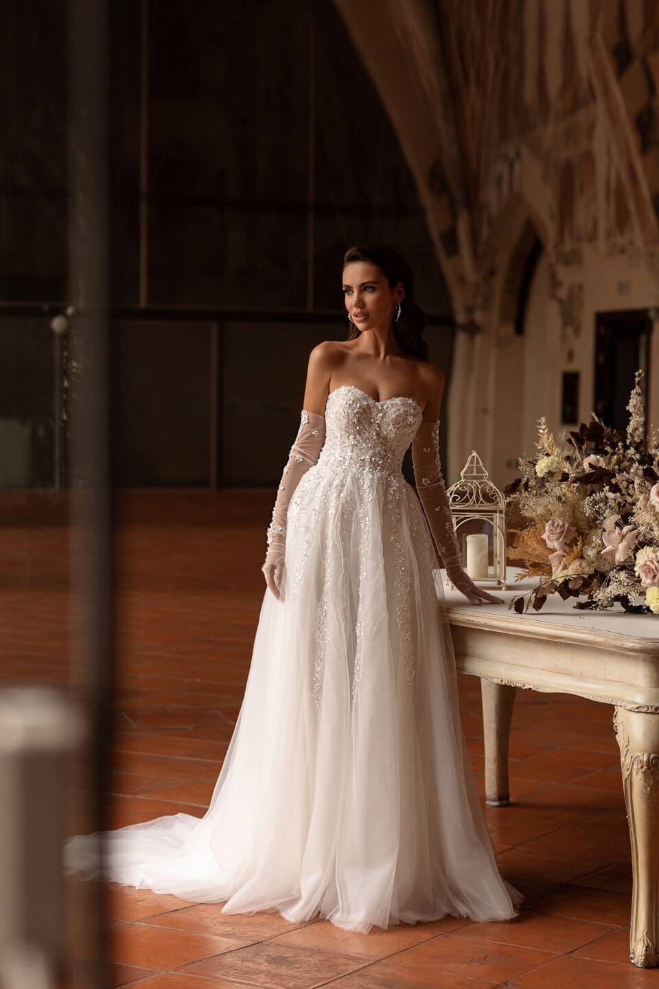 rochie de mireasa de lux cu perle - vivdia