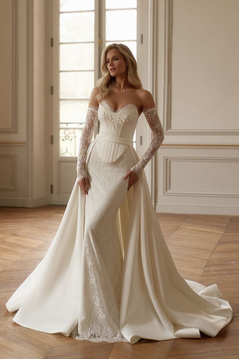 rochie de mireasa sirena si a-line - tangerina