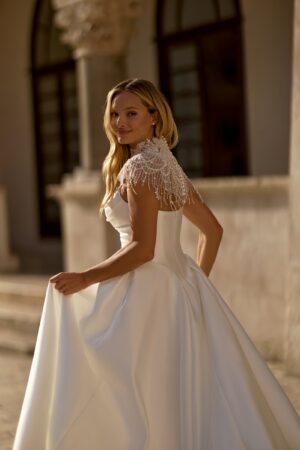 bolero cu perle si franjuri delicate peste corset drapat - mabel