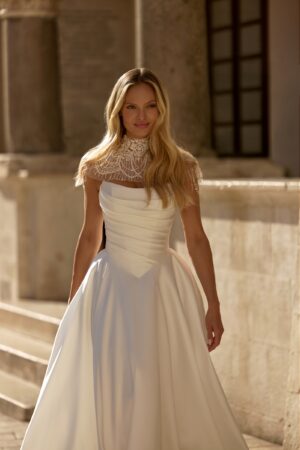 corset drapat cu bolero decorat cu perle - mabel