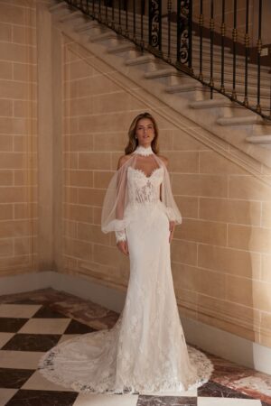rochie de mireasa sirena cu bolero din dantela - vestira